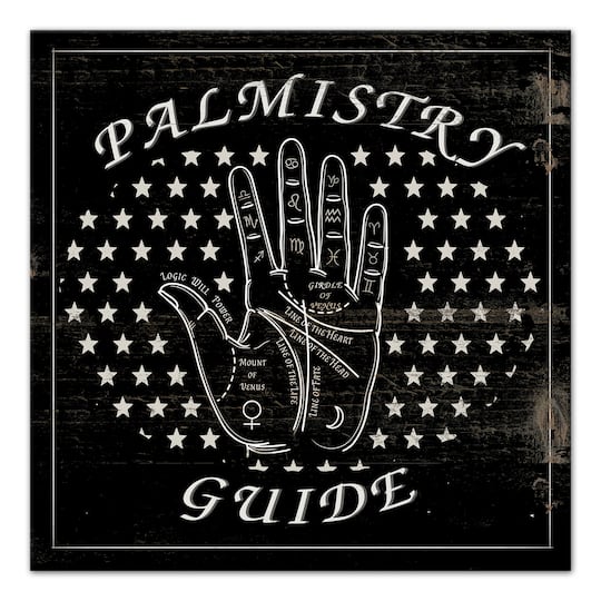 Black Palmistry Guide Canvas Wall Art